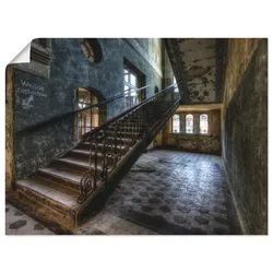 Wandbild ARTLAND "Lost Place - Treppen", grau (farbe bild(er): grau), B:80cm H:60cm, Papier, Bilder, als Leinwandbild, Poster in verschied. Größen