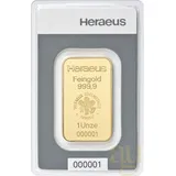 31,1 Gramm Goldbarren Heraeus