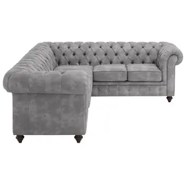 Home Affaire Chesterfield-Sofa »Chesterfield Ecksofa, auch in Leder L-Form«, hochwertige Knopfheftung, langer Schenkel links oder rechts wählbar grau