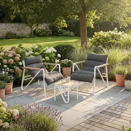 ML-Design Gartenmöbel Set 3-tlg. Weiß/Grau