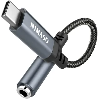 Nimaso USB C zu 3.5mm Klinke, USB C Aux Adapter zu Kopfhörer Jack Audio Adapter, Type C auf Klinke für Samsung Galaxy Note20 S20 Ultra Note10 A80 Huawei P40/P30 Pro/P20,Google Pixel 4XL (Grau)