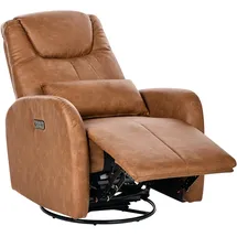 Beliani Elektrischer Schaukel-Fernsehsessel Kunstleder 79 x 102 x 94 cm Braun mit Kissen