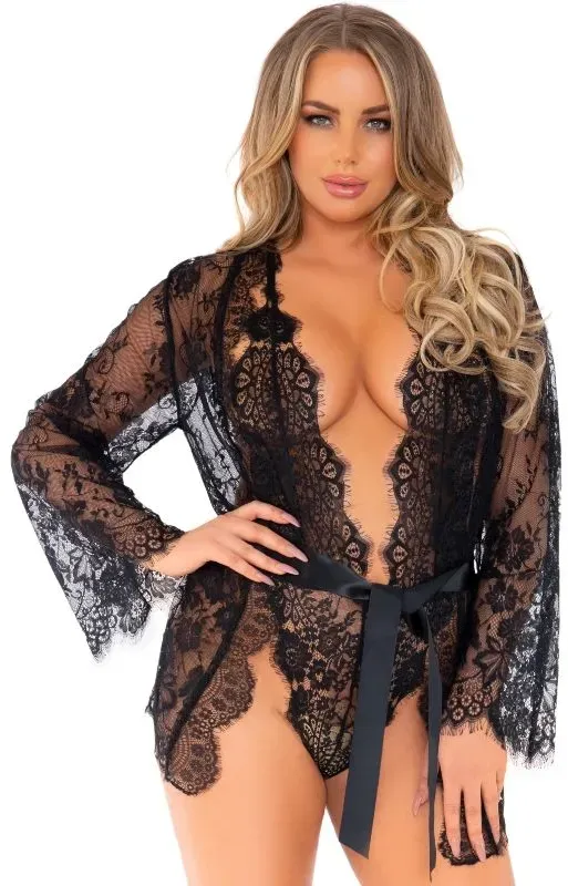 LEG AVENUE  Body und Kimono Set - L