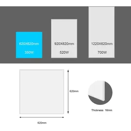 Wiltec Infrarotheizung 350 Watt inkl. WLAN-Thermostat, energieeffizienter Heizkörper mit WLAN Steuerung, Wandmontage Elektroheizung, Heizpaneel IR