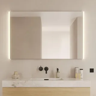 Loevschall Lago Badspiegel mit Beleuchtung, 120x75 cm, modernes Design, LED-Badspiegel mit Front- und Hintergrundbeleuchtung, Lichtqualität CRI 95 für Natürliche Farben, IP44-zertifiziert, Hohe Lumen