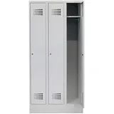 Stier Garderobenspind Premium mit Sockel 3 Abteile Zylinderschloss lichtgrau