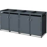 ML-Design Mülltonnenbox 4Er mit Pflanzdach 240L 264x80x124cm Anthrazit aus Stahl
