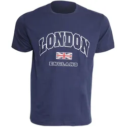 Herren London England Print 100% Baumwolle Kurzarm Casual T-Shirt/Top L - 42inch dunkelblau