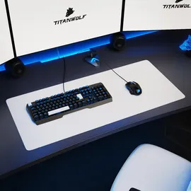 Titanwolf Gaming Mauspad, XXL Speed Gaming Mousepad / Extragroße Fläche von 900 x 400mm, weiß