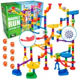 Marble Genius Murmelbahn (300 komplette Teile) Labyrinthbahn Rennspiel für Erwachsene, Teenager, Kleinkinder Kinder im Alter 4-8 Jahren, (118 durchsichtige Murmelteile + 119 Glasmurmeln), Extrem-Set