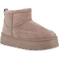 VAN HILL Damen Warm Gefütterte Winter Boots Stiefeletten Bequeme Schuhe 841431, Farbe: Schlamm, Größe: 36 - Grau - 36