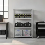 Proregal Lagerregal Metall 150x80x30cm Silber 4 Fachböden
