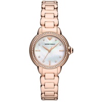 Emporio Armani Uhr für Damen , Dreizeigerwerk, 32MM Rose Gold Recycled Edelstahl (Mindestens 50%) Gehäuse mit einem Recycled Edelstahl (Mindestens 50%) Armband, AR11523