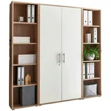 MID.YOU Aktenschrank Office Edition Sw Set 3 hoch, Weiß/Sonoma Eiche