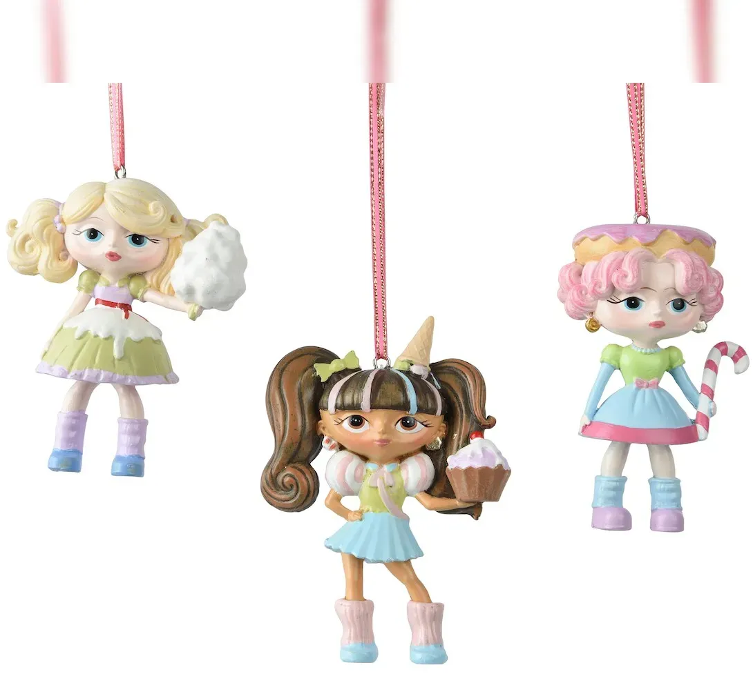 Christbaumschmuck Girl Figur Keramik 10cm Figur 1 Stück sortiert Weihnachtsbaum Anhänger Weihnachten Weihnachtsbaumschmuck Süßigkeiten Mädchen Bunt