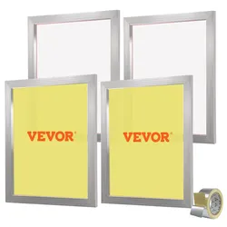 VEVOR 4 Stk. Aluminiumlegierung Siebrahmen Siebdruckpresse 50,8 x 61 cm, Siebdruckmaschine Zubehör 355 Mesh, Säureresistenz & nicht Verformbar für Kissenbezügen, Stoffen, Papier, Kopierpapier usw.