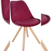 CLP Stuhl Sofia Samt bordeauxrot/natura (eckig)