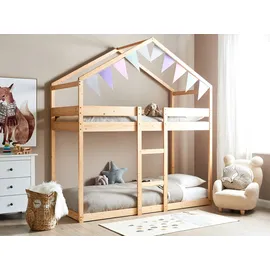 Beliani Hochbett Haus Labatut 90 x 200 cm Kiefer hellbraun