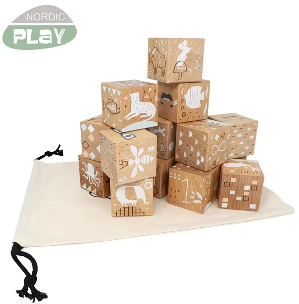 Wooden blocks in beech 16 pcs. Nature