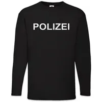 Urban Backwoods Langarmshirt Polizei Langarm T-Shirt Party Spaß Kostüm Fasching Karneval (1-tlg) Verkleidung Fastnacht Fassenacht Faschings-Shirt Helau schwarz 5XL
