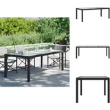 Vidaxl - Gartentisch Schwarz 190x90x75 cm Gehärtetes Glas Poly Rattan - Gartentisch - Esstisch - Polyrattan Tisch - Gartenmöbel - Balkonmöbel