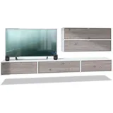 Vladon Wohnwand, Silbereichen, 260x150x37 cm, Wohnzimmer, Wohnwände, Anbauwände