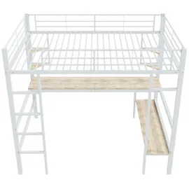 XDOVET Hochbett mit Schreibtisch 90 x 200 cm MDF weiß