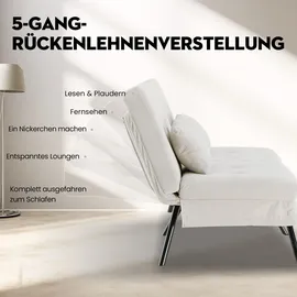 COMHOMA Schlafsofa mit Schlaffunktion, Futonbezug ausklappbar, ecksofa, Couch Gästebett, 3-Sitzer mit verstellbare Rückenlehne aus Kords... - Weiß