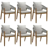 Tectake tectake® Gartenstuhl Manacor Ropedesign 6er Setgreige