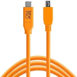 Tether Tools TetherPro USB-Datenkabel für USB-C an USB 2.0 Mini-B5 - 4,6 Meter Länge, gerader Stecker (orange)