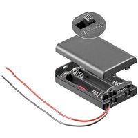 goobay Batteriehalter für 3x Micro mit Deckel und Schalter wasserabweisend, mit losen Kabelenden