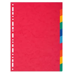 Exacompta 2110E 25x Register aus Recyclingkarton 220g, 10 Positionen, für Format DIN A4+ - Farben sortiert