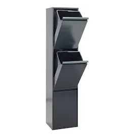 ARREGUI Basic CR304-B Mülltrennsystem aus Stahl | 3 Fächer Mülleimer für die Küche | 3 Fach Abfalleimer | 3x17L (51L) | Herausnehmbare Inneneimer + Griff | Recycling Schrank | Mülltrennung | anthrazit