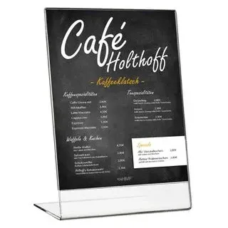 HMF 46934 Acryl Tischaufsteller schräg, DIN A4 Hochformat Glasklar