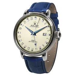 Poljot International 34NH.4200112 Herrenuhr Automatik Jaros GMT Blau/Beige