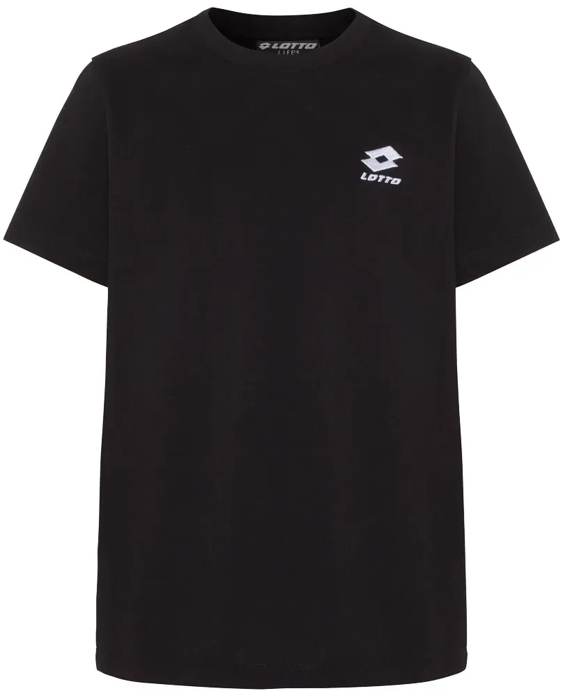 T-Shirt LOTTO, Mädchen, Gr. 110/116, schwarz (caviar), 100% Cotton, clean, normal, Rundhals, gerader Abschluss, Shirts T-Shirt, - mit kleiner Logostickerei
