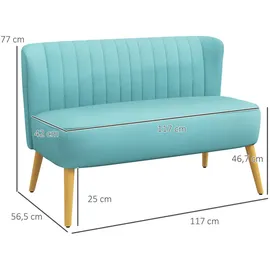 Homcom 2-Sitzer Sofa Zweisitzer, Loveseat mit Leinenoptik, Holzbeine, Grün