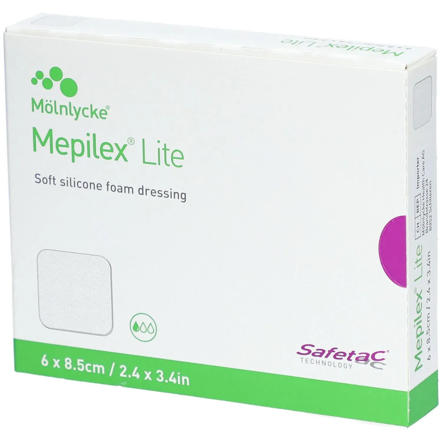 Mölnlycke® Mepilex® Lite Hydrozelluläres silikonisiertes Pflaster 6 x 8,5 cm