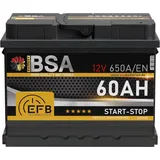 BSA BSA EFB Autobatterie 60Ah 12V Start Stop Batterie Starterbatterie ersetzt 55Ah