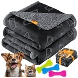 Lovpet LOVPET® wasserdichte Hundedecke, Sherpa Fleece Haustier Decke + 3x Spielzeugknochen, maschinenwaschbar, beidseitiger Sofabezug-Schutz