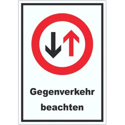 HB-Druck Aufkleber Verkehrszeichen 208 Gegenverkehr A7 (74x105mm)