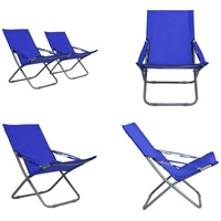 vidaXL Klappbare Strandstühle 2 Stk. Stoff Blau - Klappbarer Strandstuhl - Klappbare Strandstühle - Strandstuhl - Strandstühle
