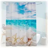 Relaxdays Duschvorhang Muscheln 180 x 200 cm mehrfarbig