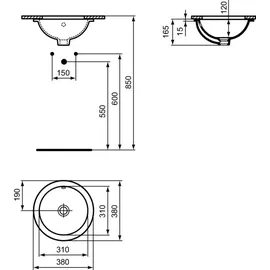 Ideal Standard Connect Unterbauwaschtisch Ø 38 cm (E505201)