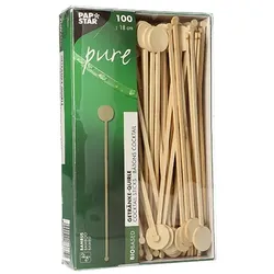 PAPSTAR 100 Getränke-Quirle, Bambus "pure" 18 cm "Coin"