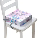 Surwin Rutschfeste Sitzerhöhung Stuhl Kind Sitzkissen Stuhl mit Sicherheits Schnalle, Sitzkissen Kinder Tragbare Sitzerhöhung Zerlegbar Baby Sitzhilfe 3D-Schmetterling (Rosa,32x32x8cm)