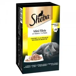 Sheba Mini Filets Geflügel Selection in Sauce Katzen-Nassfutter (Schale 85 g) 4 Kartons (32 kuipjes)