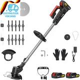 600W Akku Rasentrimmer Mit 2X 2000Mah Akku, 21V Rasenkantenschneider Mit 4 Arten