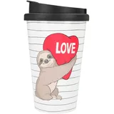 DEPESCHE 2180.042 To-Go Becher aus Kunststoff mit Motiv, 350 ml, wiederverwendbar, Love Faultier