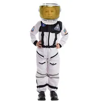 Astronaut NASA Pilot Kostüm mit beweglichem Visierhelm für Kinder,Space Kostüm Outfit Rollenspiel für Halloween Party Cosplay Schulklassenzimmer Bühnenperformance-Weiß Small (5-7 Jahre)